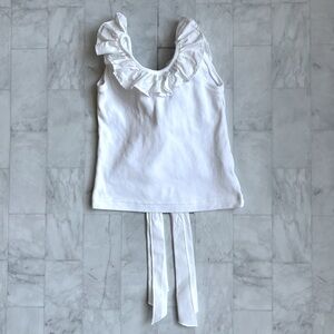 Phi Clothing White Ruffle Bow Shirt (18M)